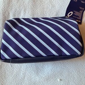 Brooks Brothers Navy and Light Blue Striped Toiletry Bag - Polaris First Class